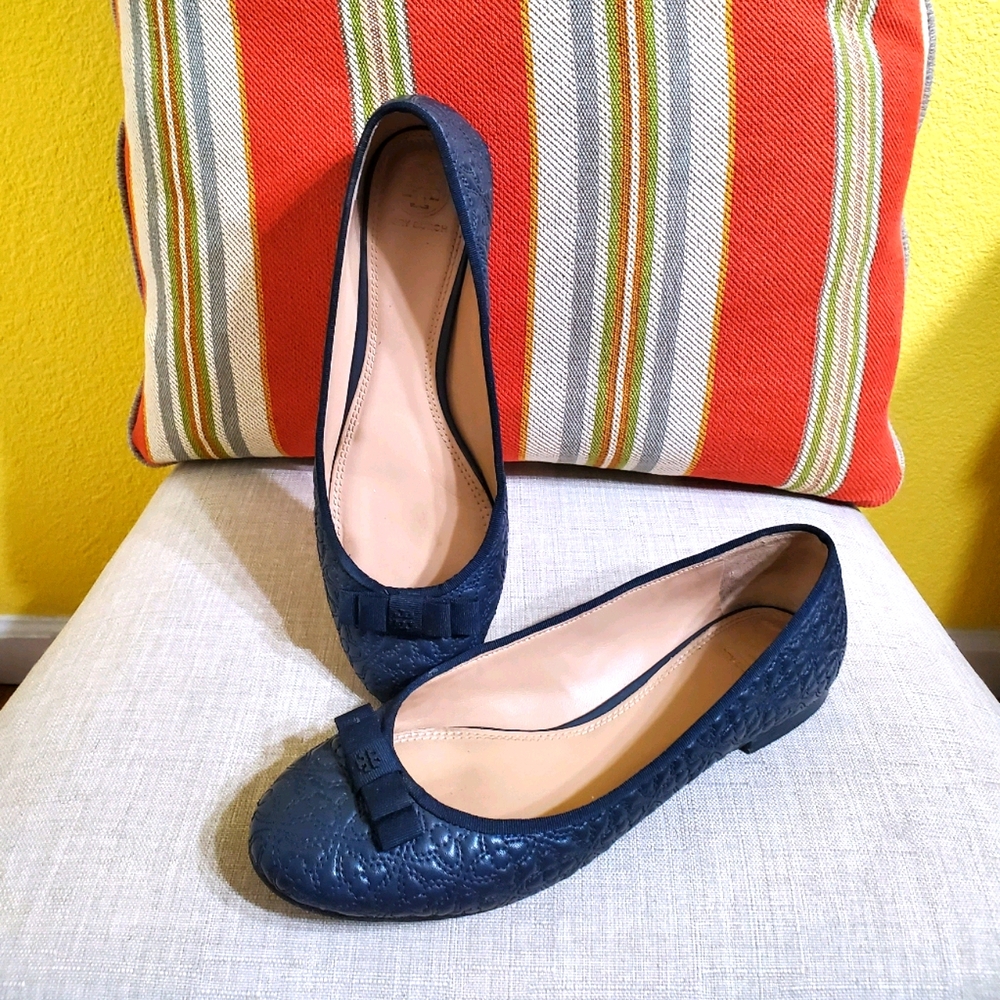 Tory Burch Quilted Leather Bow Ballet Flats